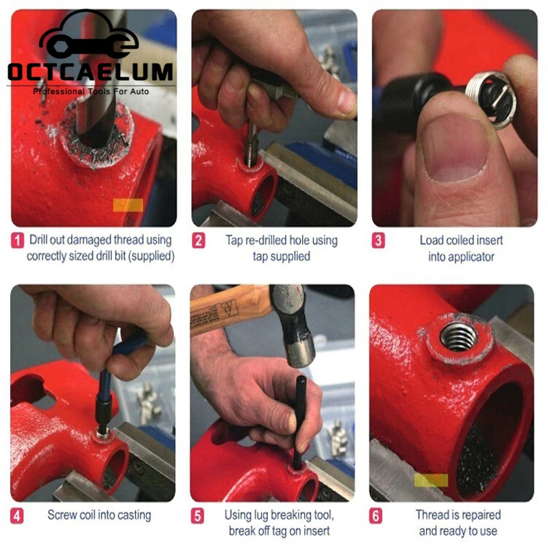 Инструмент для ремонта поврежденной резьбы автомобиля мотоцикла набор свечей