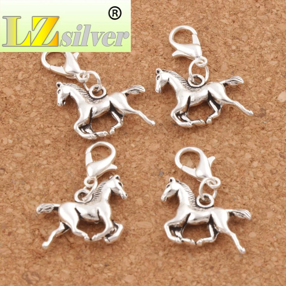 Horse Animal Clasp European Lobster Trigger Clip On Charm Beads 18.8x27mm 100PCS Zinc Alloy C050