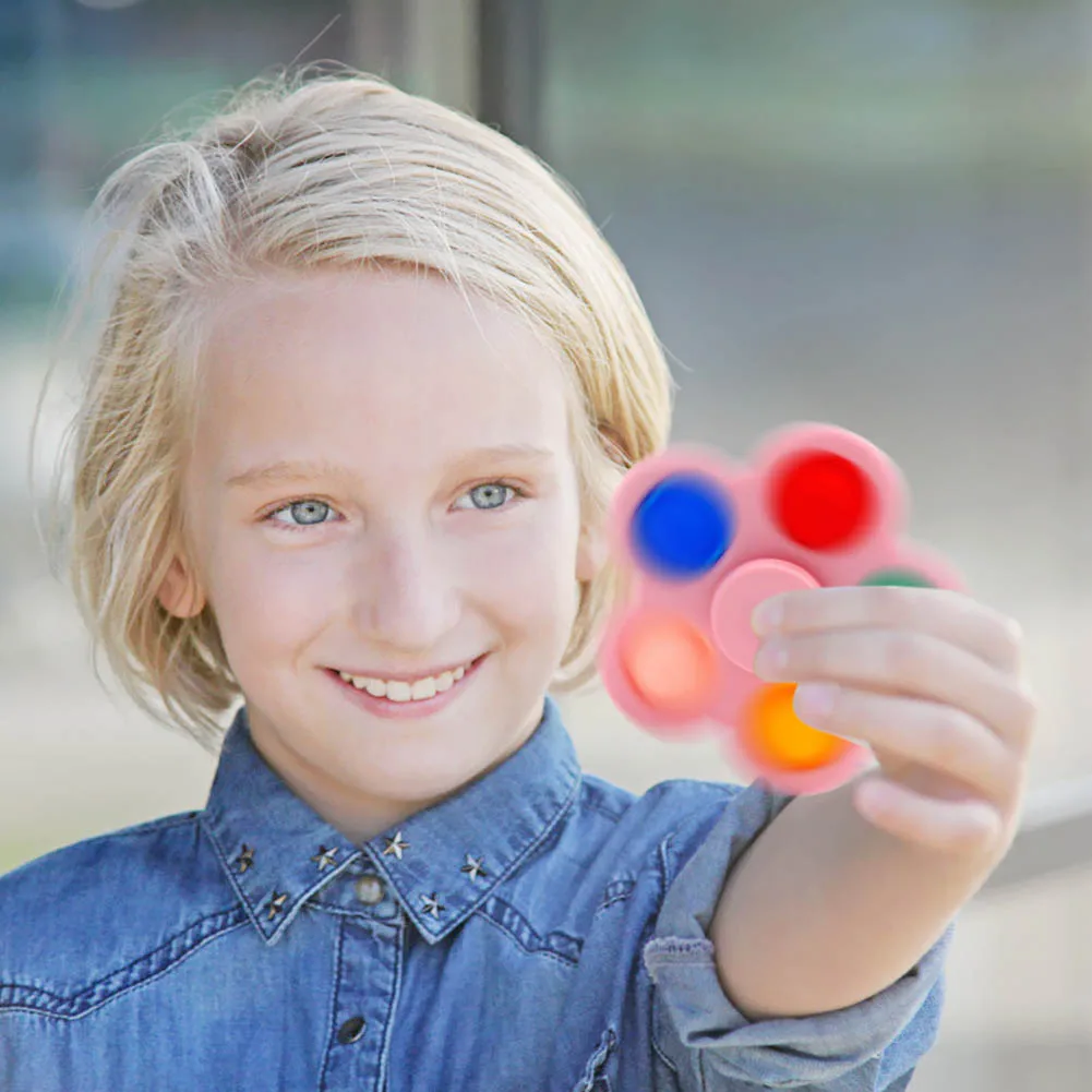 Spinner antipolvo de hoyuelos Simple, peque&ntilde;o llavero para aliviar el estr&eacute;s, colgante, burbujas de empuje, juguetes giratorios de mano para ni&ntilde;os y adultos, regalos-2