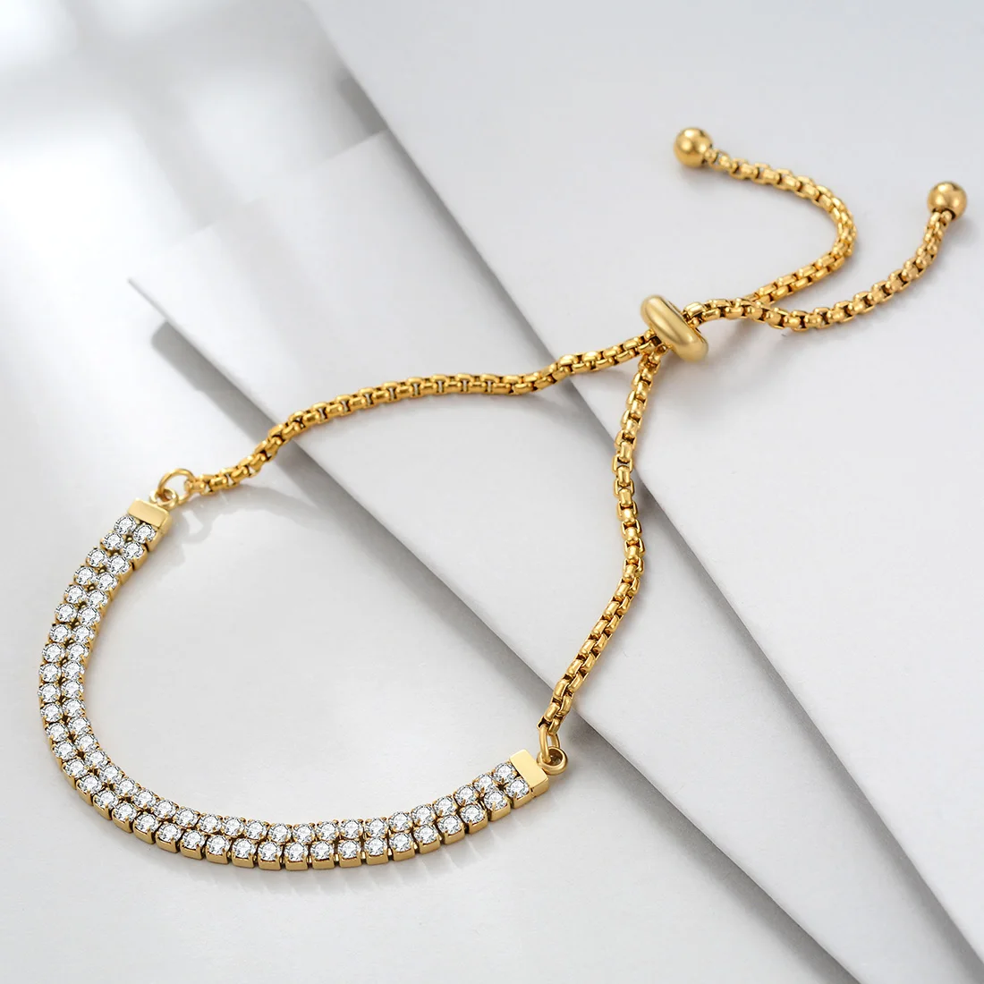 Браслет цепочка женский из нержавеющей стали с кристаллами|Цепочки и браслеты| |