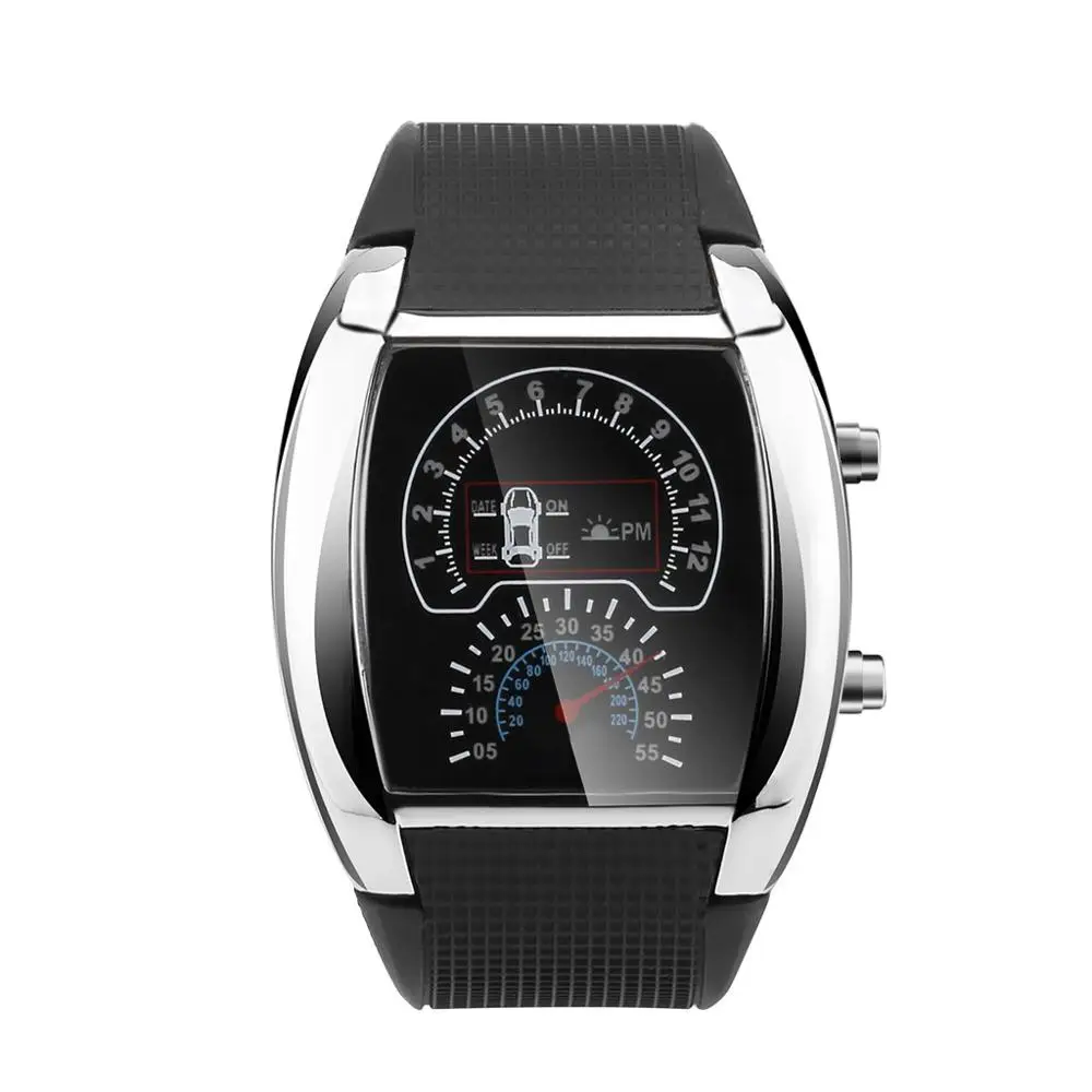 2019 светодиодные мужские модные цифровые часы со вспышкой турбо Спидометр