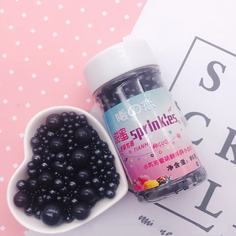 Съедобные сахара бусины большие черные жемчужные поделки Хэллоуин торт посыпать