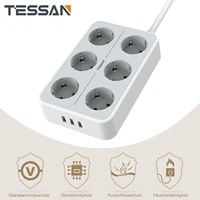 tessan wall mounted usb power strip overload protector with 2 meters cable 3 usb ports and 468 ac outlets for home office