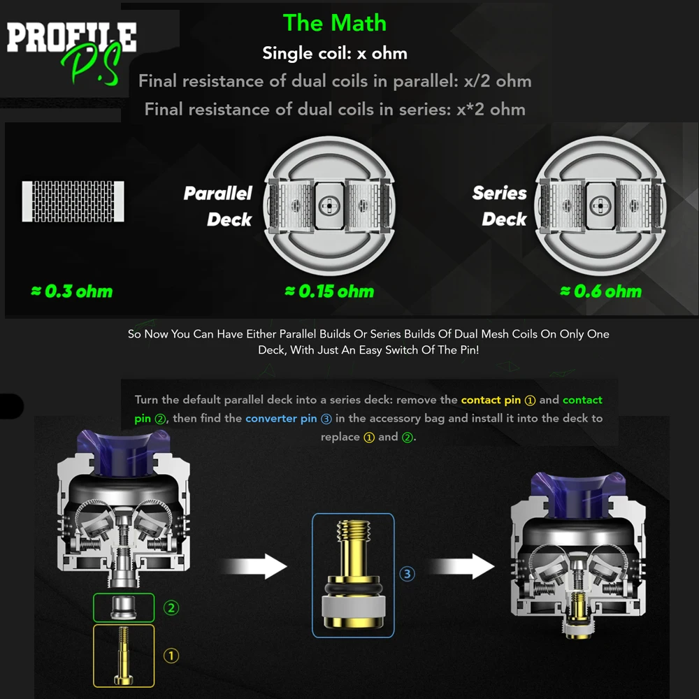Оригинальный профиль Wotofo PS Dual Mesh RDA на 510 год |