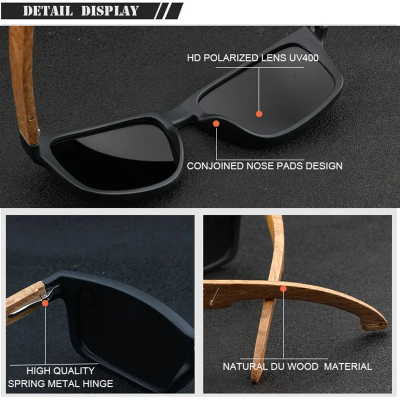 

Natural Du Wood Sun Glasses Vintage 2021 Women Spectacles Handmade Polarized UV 400 Men Driving Cars With Box