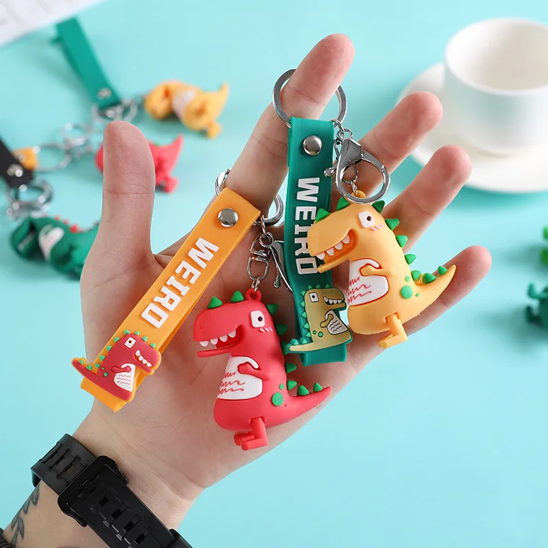 

Симпатичный силиконовый автомобильный брелок с мультяшным динозавром, школьный Брелок с подвеской для пары кукол, декоративные аксессуары