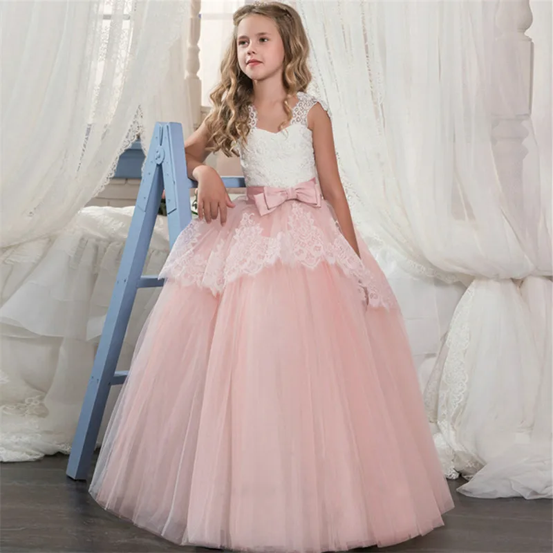6-14 Yrs Elegant Princess Dress Formal Party Girls Wedding Birthday Padgant Teen Prom Gowns Lace Kids Dresses For | Детская одежда и