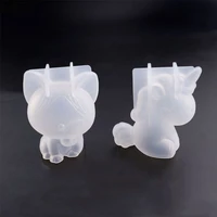 3d mirror large unicorn mold stereo diy crystal cat resin mould animal silicone epoxy mold for diy home decoration