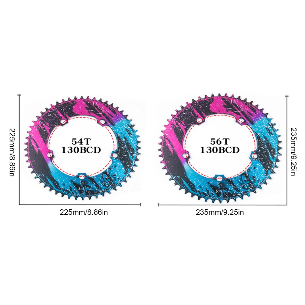 

130BCD Folding Bicycle Chainring Ultra-Light Narrow Electroplating Anode Aluminum Alloy 7075 Bicycle Chainring 56T/54T