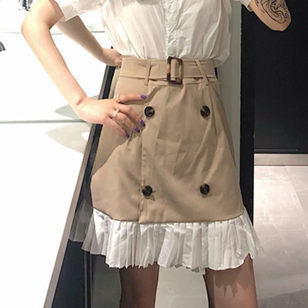 Женские юбки летняя элегантная мини-юбка на пуговицах в Корейском стиле новая