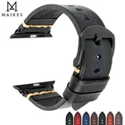 Ремешок для Apple Watch 44 мм, 40 мм, 42 мм, 38 мм, SE 6, 5, 4, 3, 2, сменный, кожаный ремешок для часов ручной работы