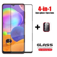 4 in 1 for samsung galaxy a31 glass for samsung a21s m31 a51 a11 a41 a71 tempered glass screen protector camera lens film glass