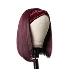 Парики с повязкой на голову 99J, синтетические Короткие парики боб, парики полностью машинного изготовления, термостойкие прямые волосы, парики для чернокожих женщин