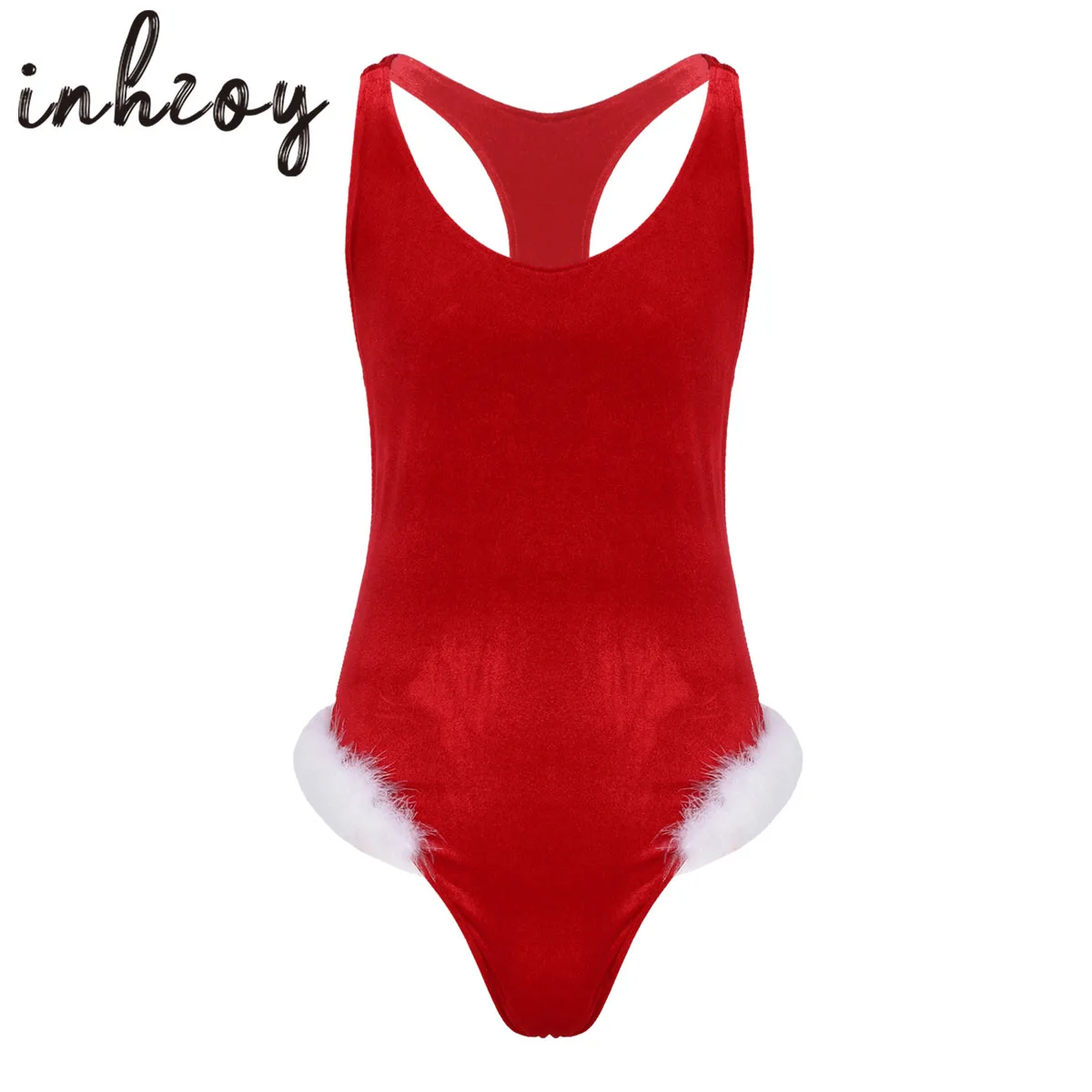 

Mens Sexy Velvet Bodysuit One-Piece Wrestling Singlet Leotard Gay Sissy Sleeveless Christmas Lingerie Teddies Catsuit Nightwear