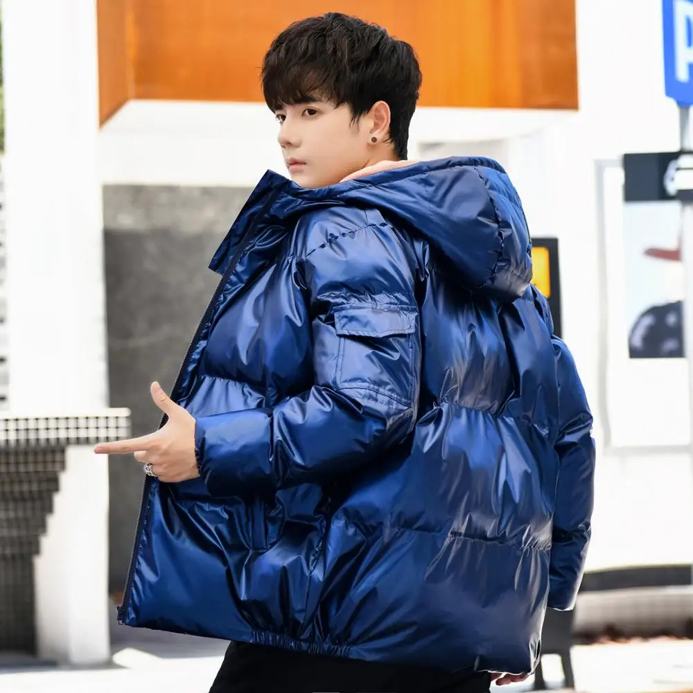 2022 Top Parkas Mens Autumn Winter Casual Cotton-Padded Jackets Solid Color Shiny Bubble Luxury Thick Warm Down Coats Streetwear