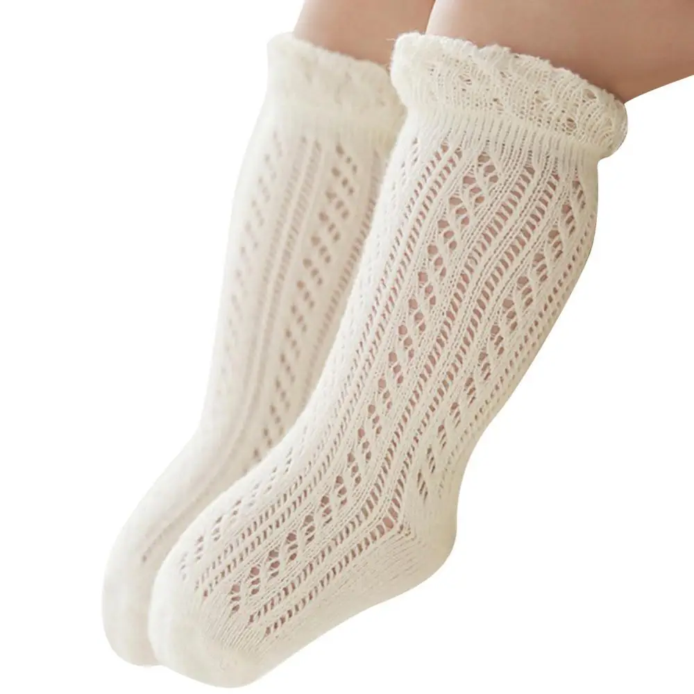 Calcetines antideslizantes transpirables hasta la rodilla para ni&ntilde;as reci&eacute;n nacidas, de algod&oacute;n, para verano-4