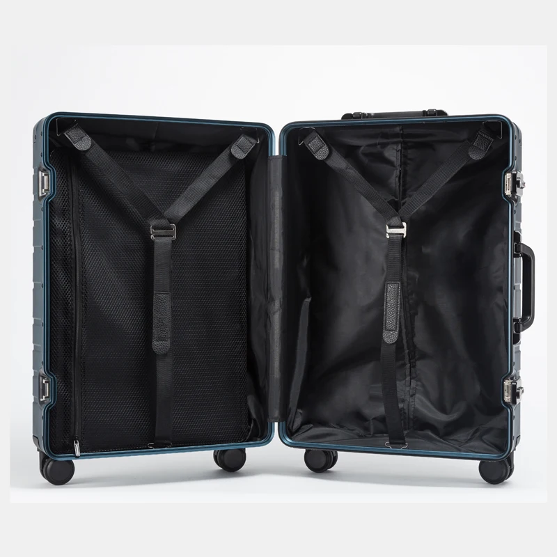 100% чемодан на колесиках из алюминиевого сплава для путешествий серебристо