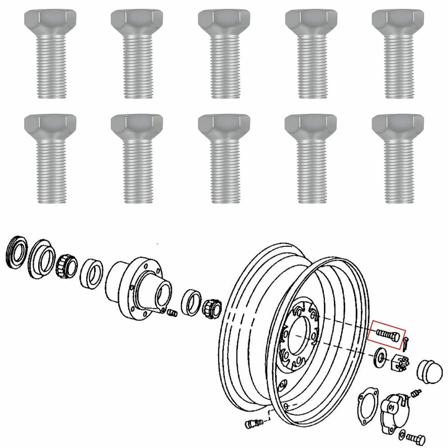 

Болты с ушком передней ступицы колеса Chuang QIan JD16 9/16-18x1-1/8 дюйма, подходят для трактора John Deere, 10 шт.