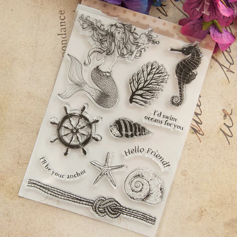 

Seahorse Starfish Transparent Clear Silicone Stamp Seal Cutting DIY Scrapbook Rubber Stamping Coloring Diary Decoration Reusable