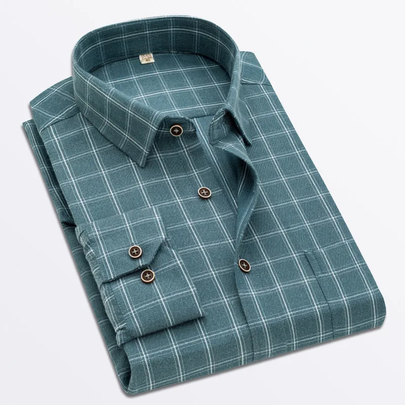 

Men's Regular-fit Plaid Shirt Casual Long-Sleeved Slim Tops