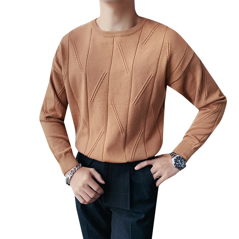 

British Style Autumn Winter Casual Sweater Men Clothing 2020 Slim Fit Round Collar Knitted Pullovers Pull Homme High Quality 3XL