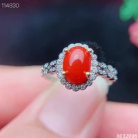 kjjeaxcmy fine jewelry 925 sterling silver inlaid natural red coral ring delicate new female gemstone ring trendy support test
