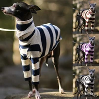 dog t shirt striped comfortable pet clothes two legged high collar dog sweater polar fleece warmth hoodie