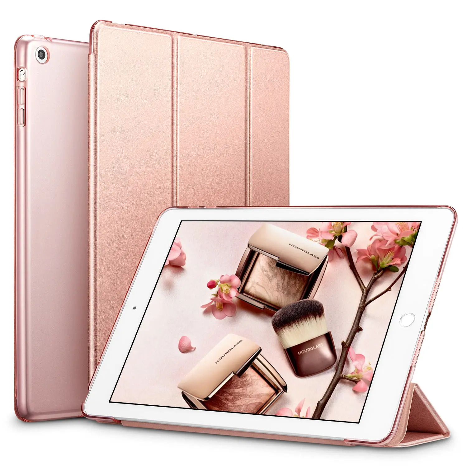 Чехол для iPad мини 1 2 3, ESR Tri-Fold Smart Cover Цвет Ultra Slim PU кожа Прозрачный чехол для iPad Mini 1 2 3 - Цвет: Rose Gold