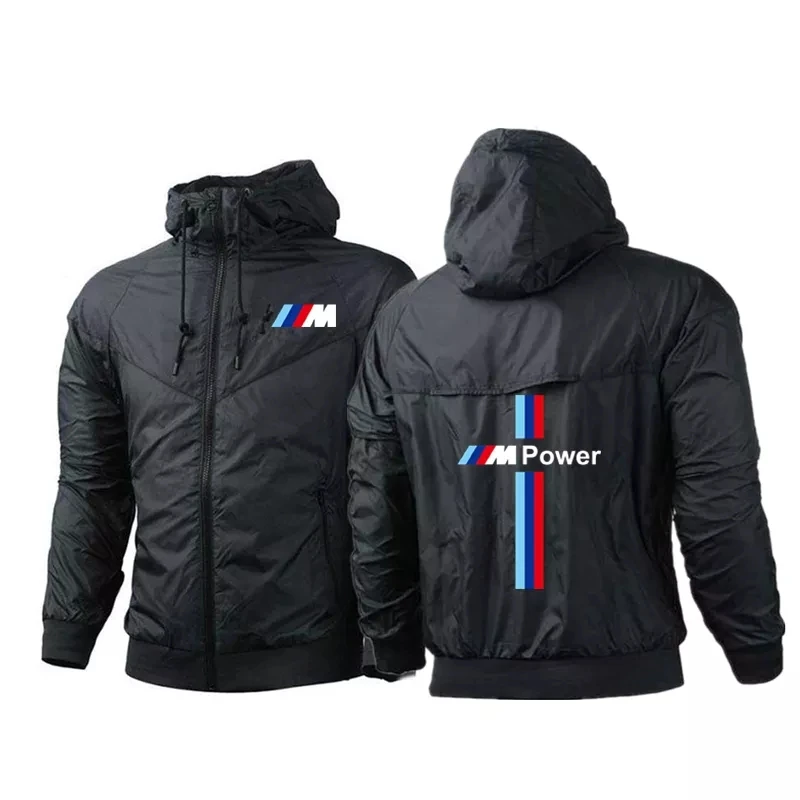 

BMW Printing Jacket Rainproof Hoodies Splice Fashion Zipper Man's Tracksuit Windbreaker Casual Coats Autumn Tops Couples With