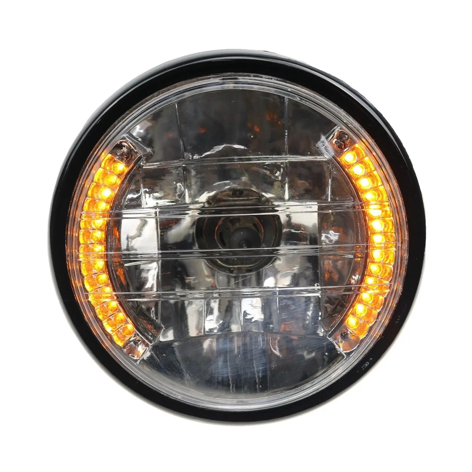 

Motorcycle LED Side Mount Turn Signal Headlight For Cafe Racer Bobber Old School CB