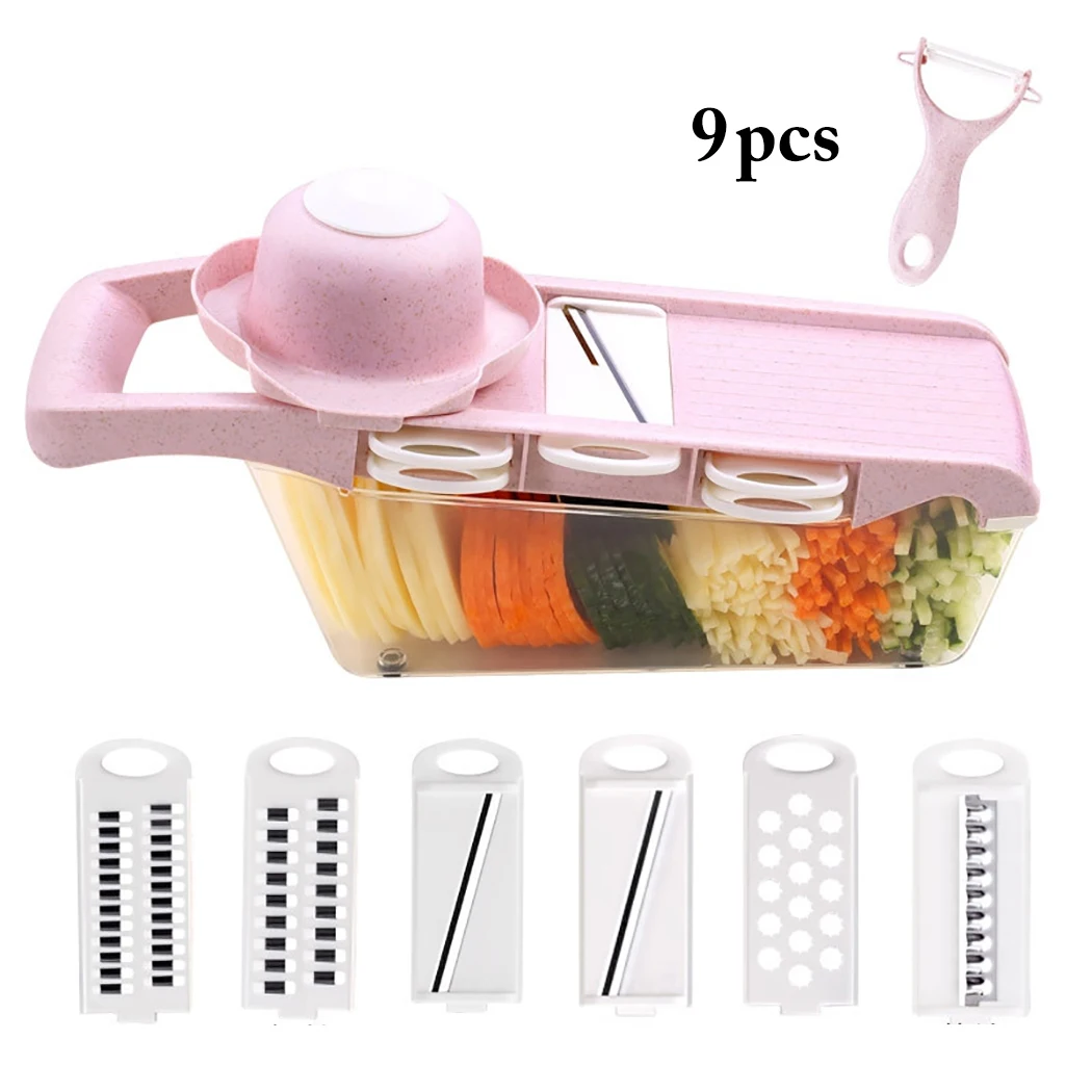 

9 In 1 Multi-Purpose Vegetable Cutter Food Slicer Dicer Nicer Vegetable Fruit Peeler Chopper Cutter Carrot Cheese Grater Kitchen