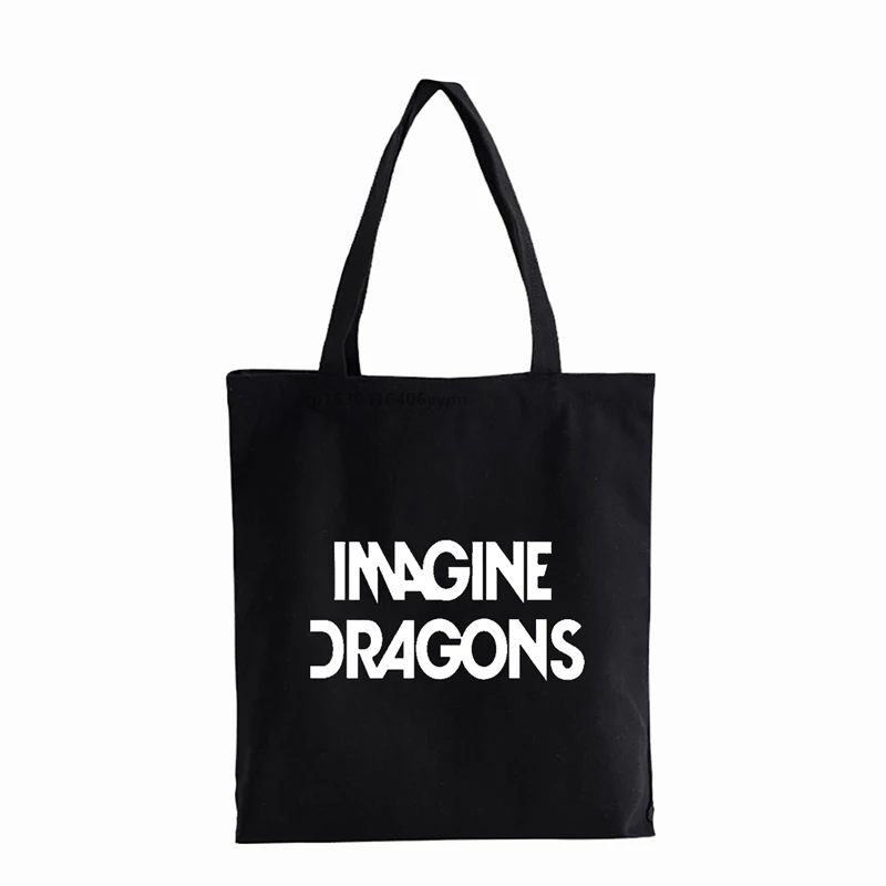 Холщовая Сумка представляем себе драконы Indie рок bandPrint, модные сумки-тоуты через плечо, Студенческая сумка-тоут через плечо для подростков
