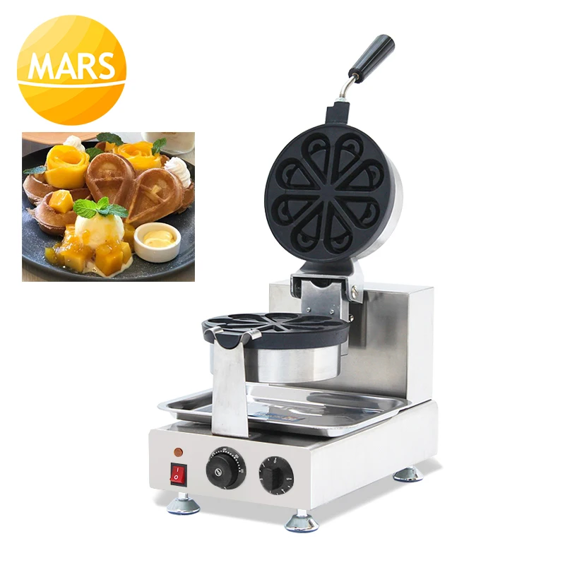 Коммерческая вращающаяся вафельница электрическая в форме цветка железная