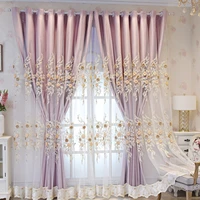 embossed double layer embroidered curtains for living room 3d three dimensional flowers tulle screen for bedroom vt