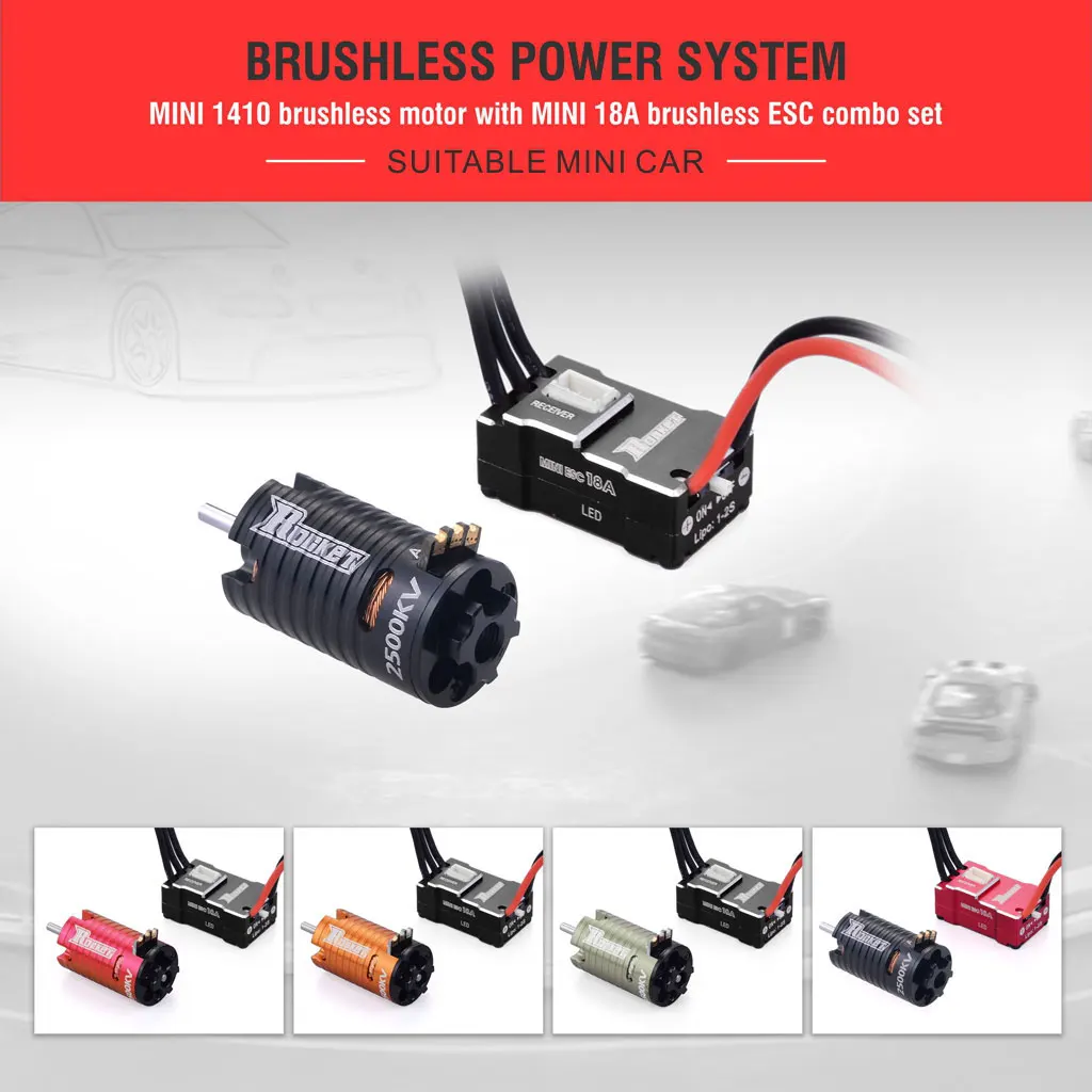 

Surpass Hobby ROCKET 1410 MINIZ Motor + 18A ESC Set 5 Colors RC Car Parts Remote Control Vehicle Accessories