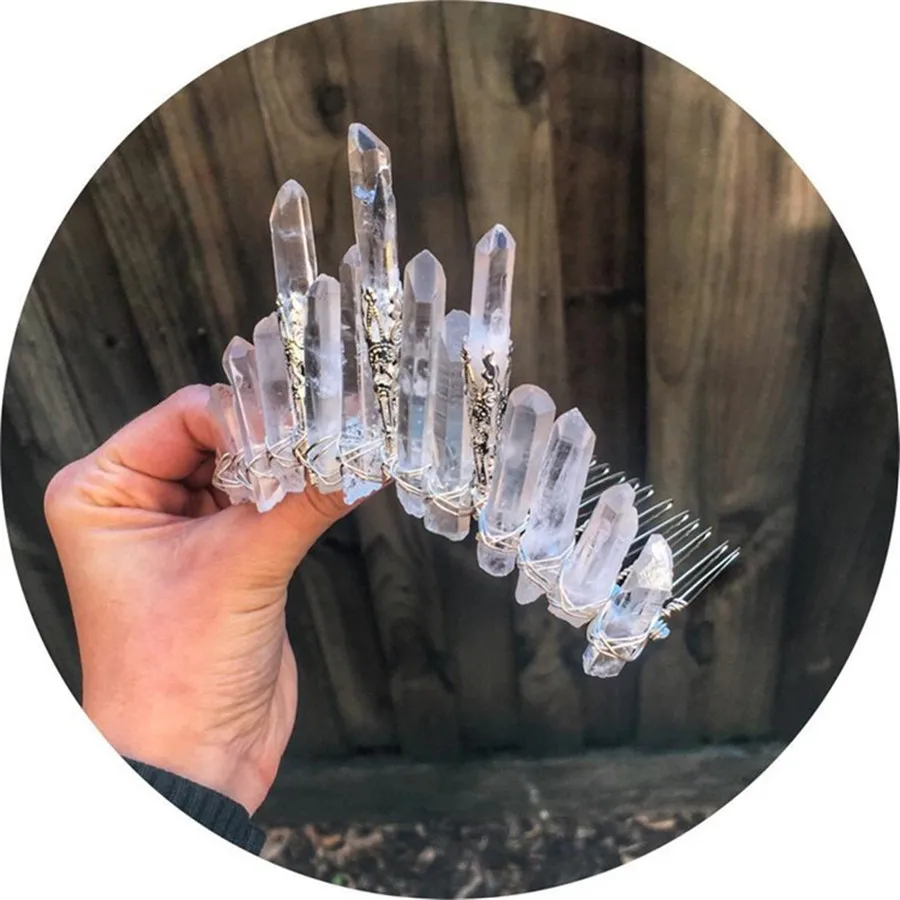 Luxury Natural Crystal Hair Combs Headdress Prom Bridal Wedding Accessories Gold Leaves Jewelry Pins | Украшения и аксессуары
