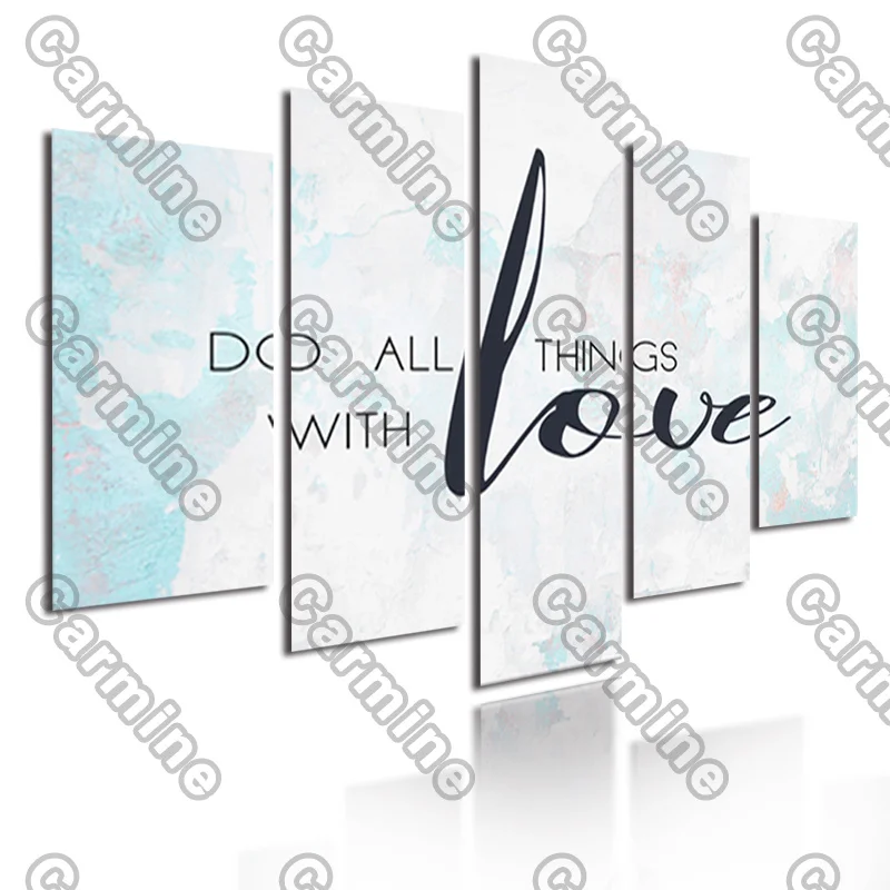 

Poster Do All Things with Love Letter Canvas Painting 5Pcs Posters Painting Wall Art Decoration for Living Room and Bedroom