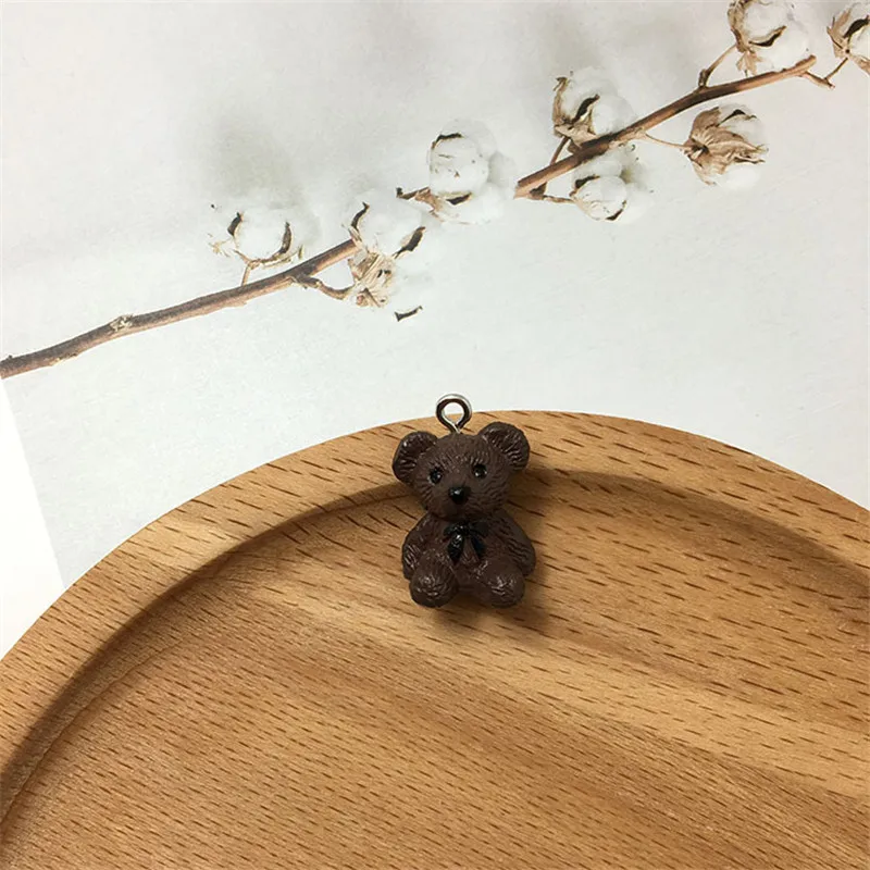 4 шт. Kawaii 3D медведь ожерелье смола шармы Подвески Diy для изготовления ювелирных изделий маленький медведь брелок ремесла ручной работы аксессуар