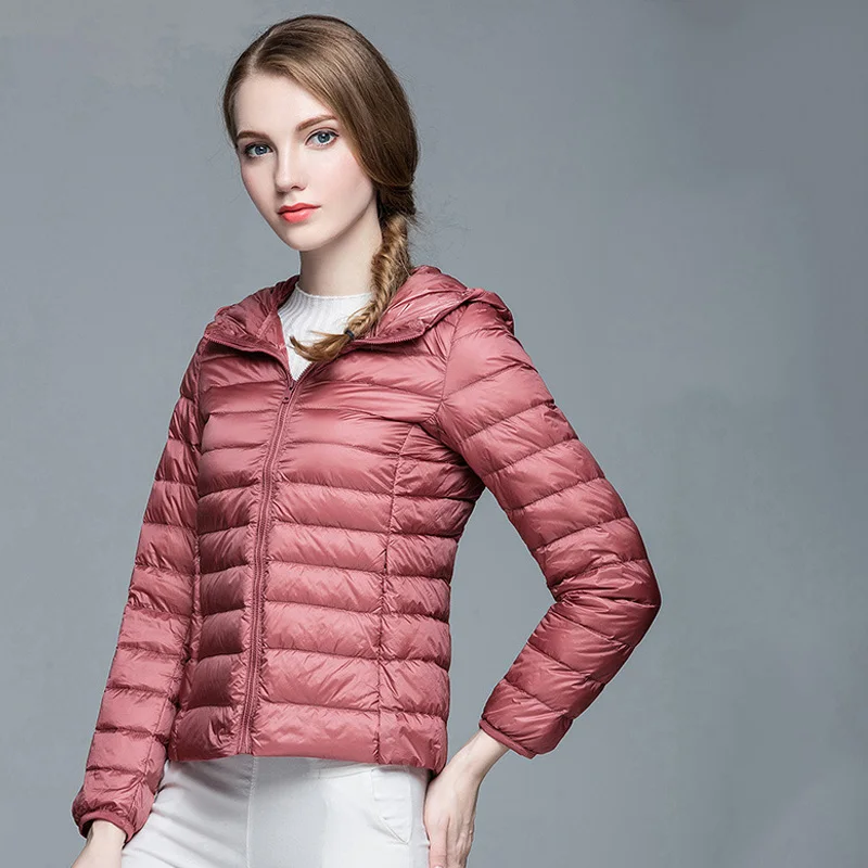 2019 новый легкий пуховик женский короткий с капюшоном XL костюм куртка кожаный