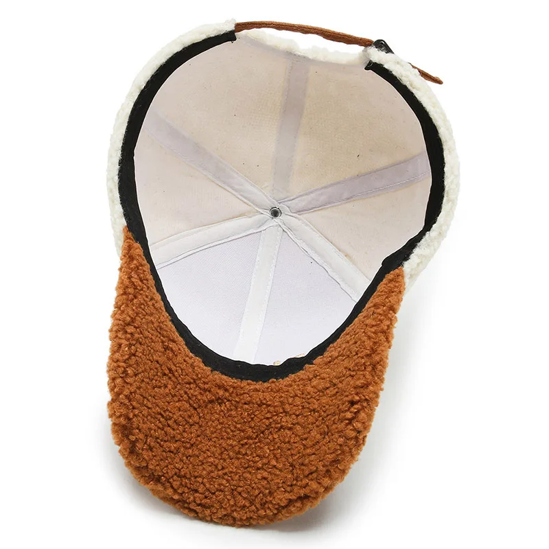 2020 New Lamb Fur Hats Female Autumn Winter Korean Version Tide Letter Warm Cap Plush Baseball Caps Winter Baseball Cap Hat
