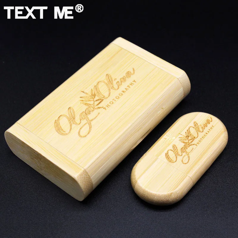 TEXT ME 64 Гб гравировка бамбуковая модель + коробка логотип печать usb флэш накопитель