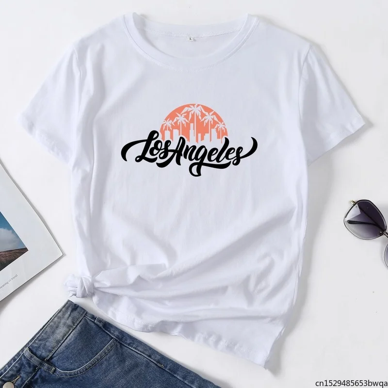 

Summer Women Daily Regular Short Sleeve T-shirt Letter Print Female Fashion Graphic Clothes Ladies Casual Loose O-Neck Tops
