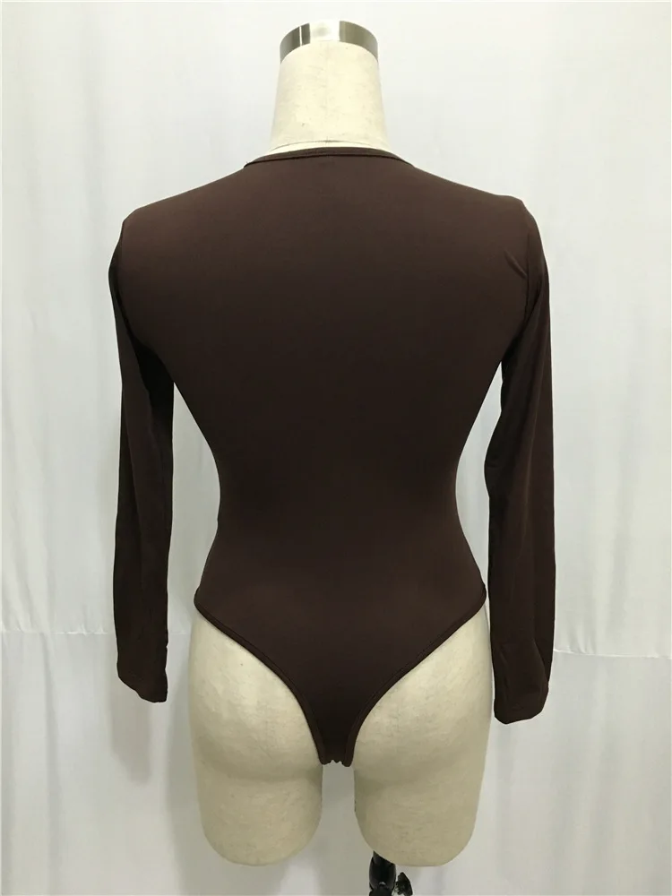 Black White Long Sleeve Bodysuit Tops Women Winter Female Body Suit Overalls Women Leotards combinaison short femme DW611