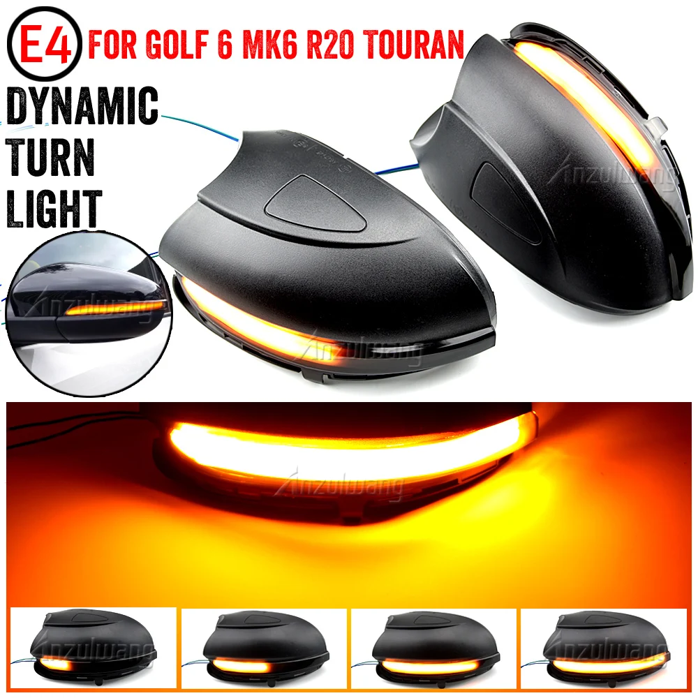 

2 Pieces For VW Golf MK6 GTI 6 R line Touran Dynamic Blinker Side Mirror Indicator For Volkswagen VI R20 LED Turn Signal Light
