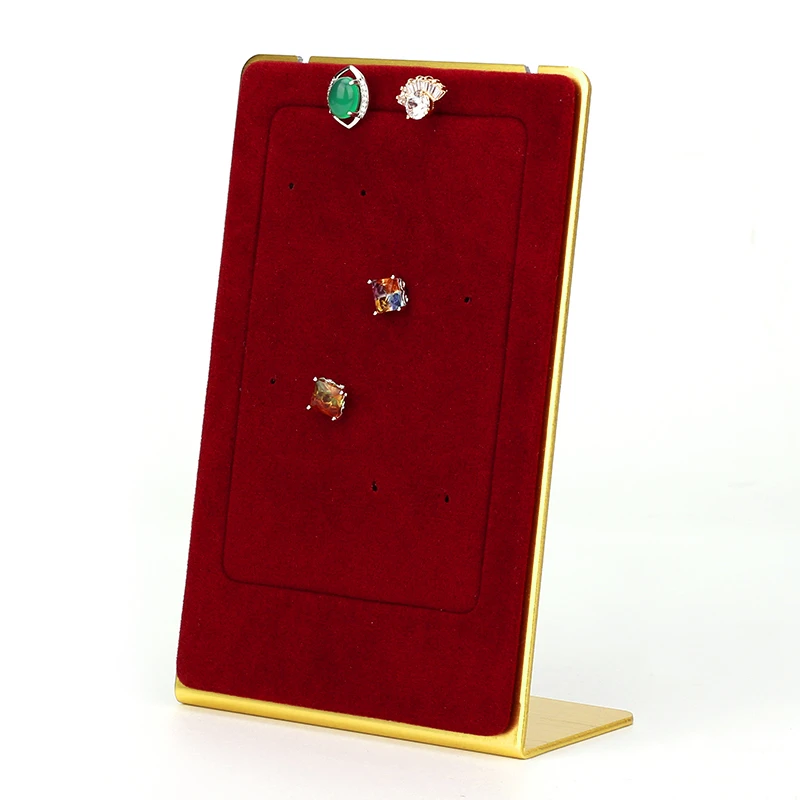 Exquisite Multifunctional Red Suede Metal Plate Microfiber Leather Decoration Jewelry Display Stand For Earring Necklace Pendant
