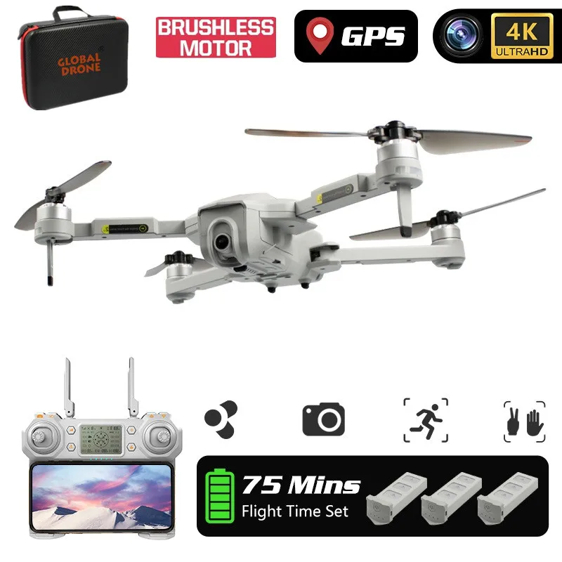 

Dron 4K GPS Drone with HD Triple Camera Brushless Quadcopter flight 28 minutes FPV Profissional Drone RC Helicopter VS 4DRC D4