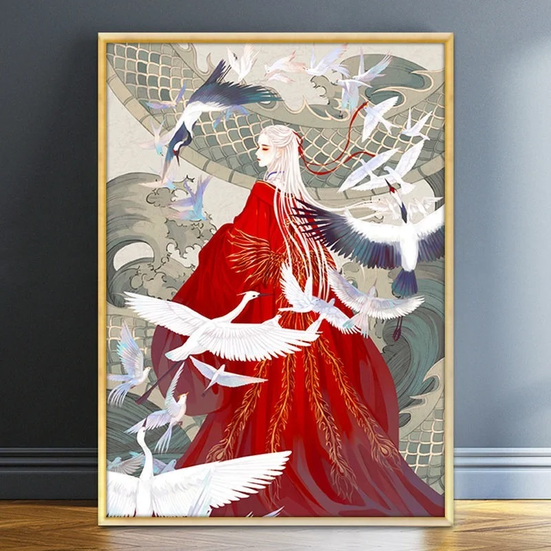 

Antique Characters Cross Stitch Embroidery Living Room Bedroom Birdhouse Tide Phoenix Handmade Diy Cross Stitch