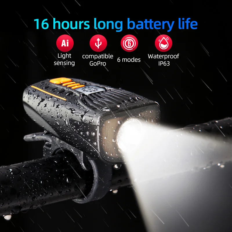 Умный индукционный велосипедный передний фонарь IP63 водонепроницаемый