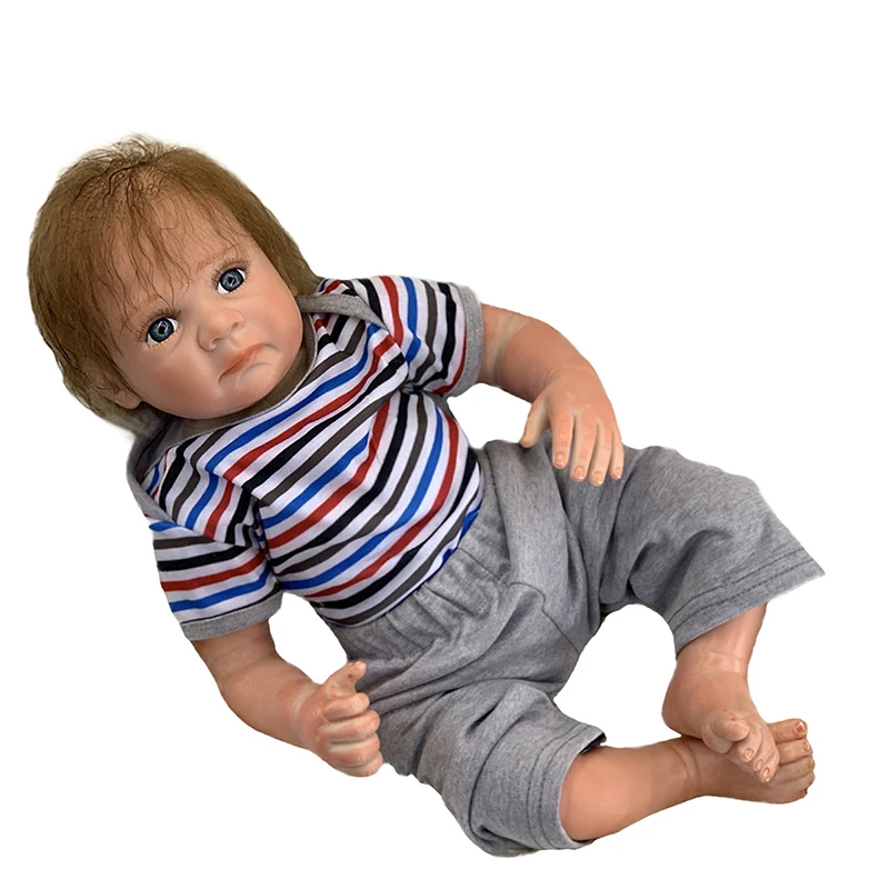 

50cm Reborn Doll Root Fiber Hair Soft Silicone Cute Cloth Body Toddler Newborn Baby Toy Children's Day Christmas Gift