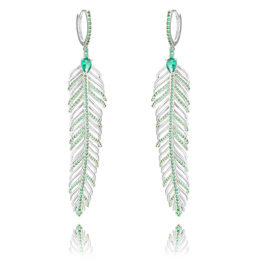 

Элегантные серьги LARRAURI с полным кубическим цирконием, Висячие женские серьги в виде листьев, свадебные украшения для вечеринок и шоу